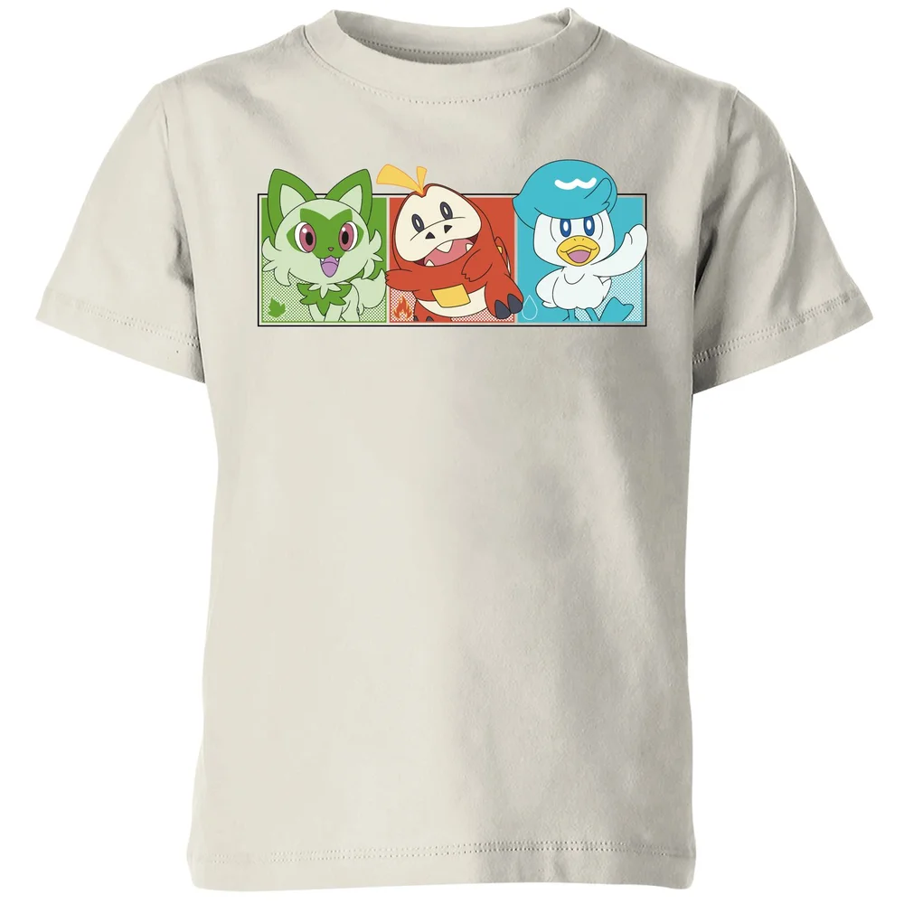 Pokémon 1st Starters Panels Kids' T-Shirt - Cream - 5-6 Years Image 1