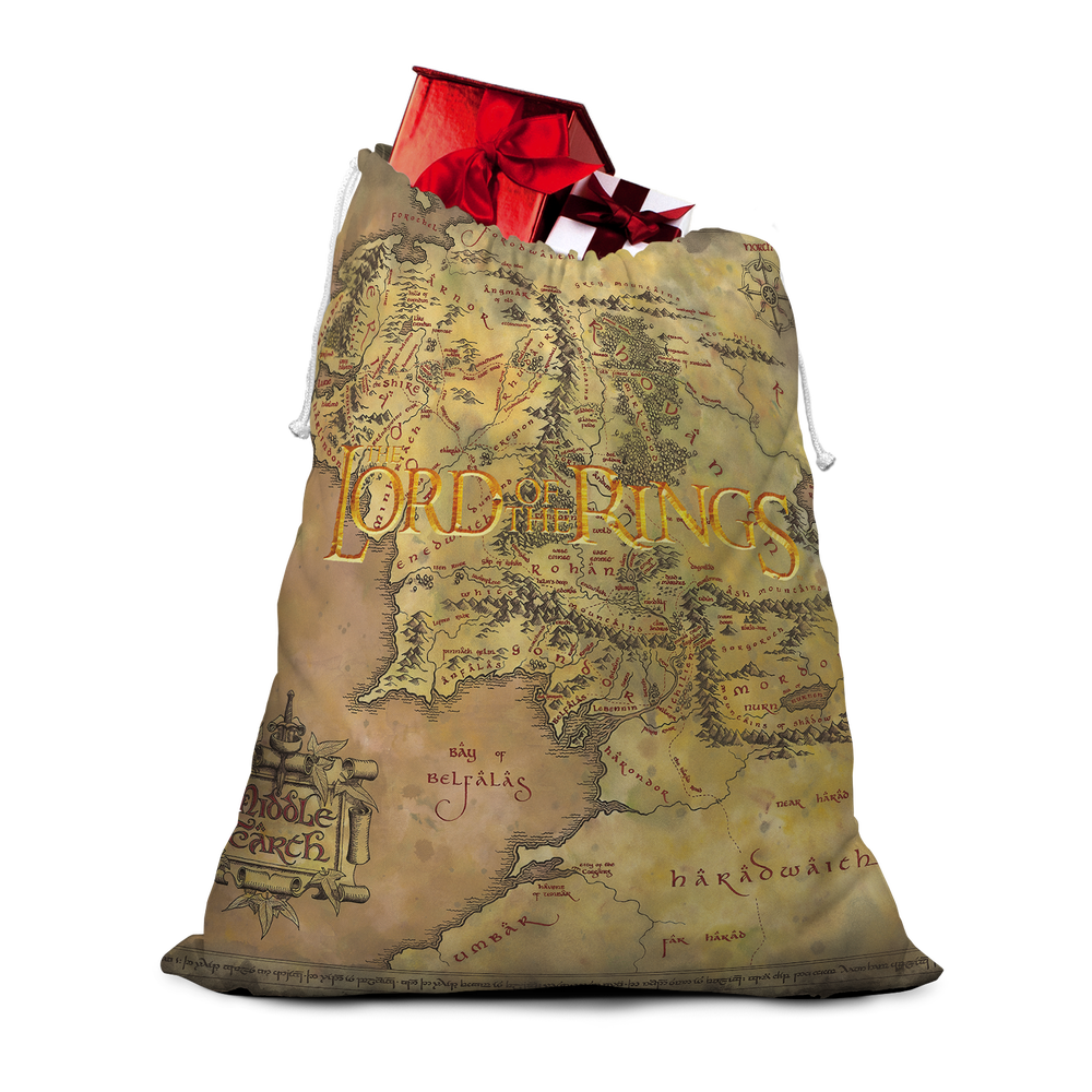 Lord Of The Rings Middle Earth Map Christmas Santa Sack Image 1