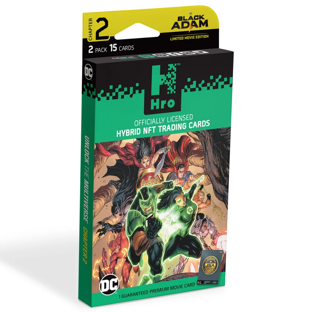 DC Unlock The Multiverse Black Adam 2 - Pack Starter Pack - Hro Hybrid NFT Trading Cards, 15 Cards Starter Pack Image 1