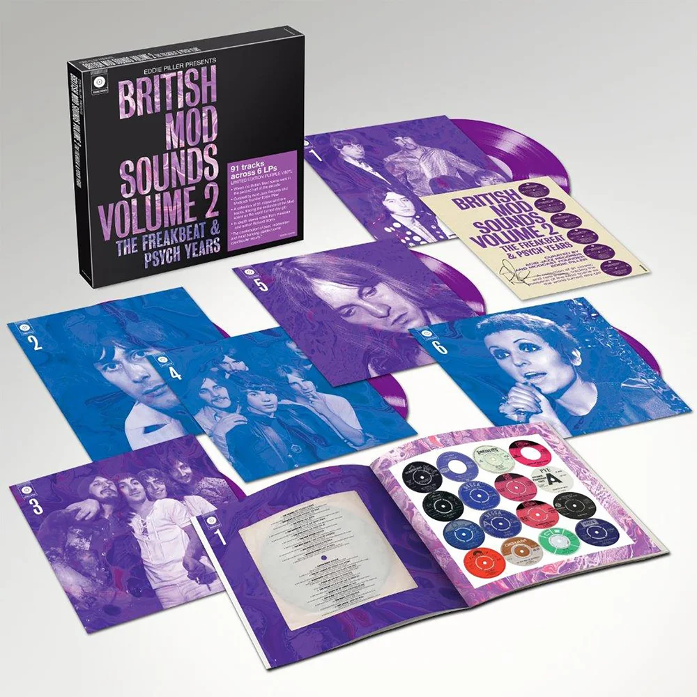 Eddie Piller Presents - British Mod Sounds of The 1960s Volume 2: The Freakbeat & Psych Years Signed Edition (140g Purple vinyl) 6LP Box Set Image 1