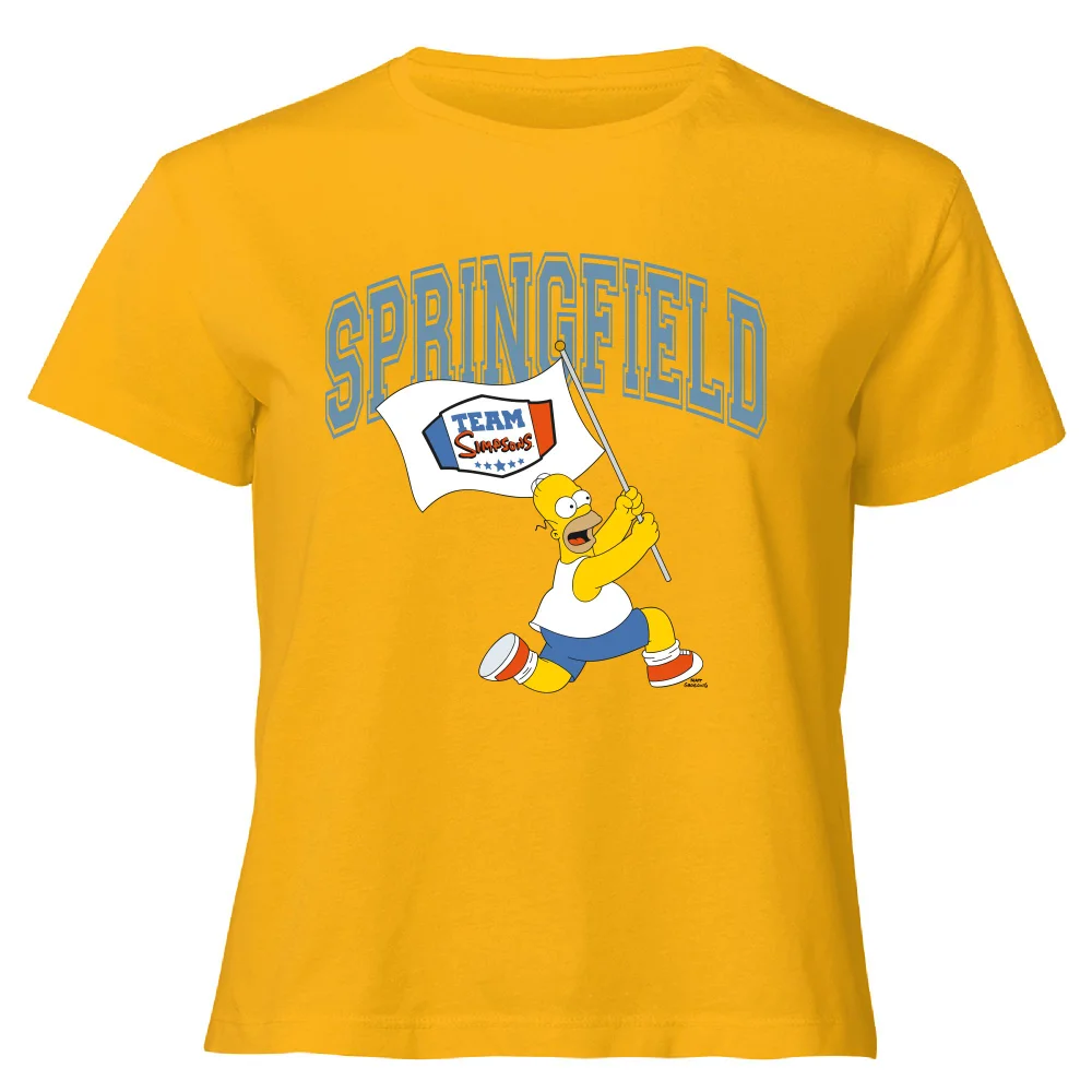 The Simpsons Springfield Team Women's Cropped T-Shirt - Mustard - XS - Mustard Image 1