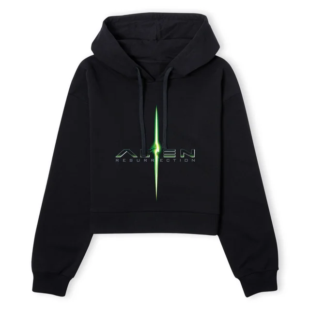 Alien Logo Women's Cropped Hoodie - Black