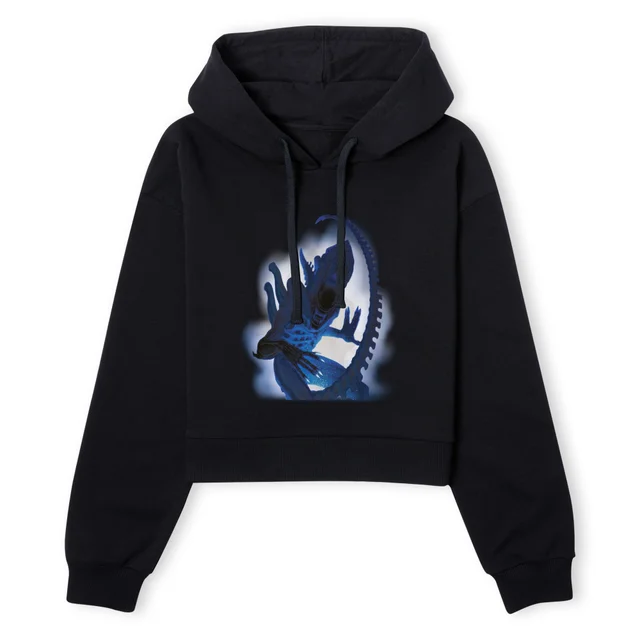 Alien Through The Smoke Women's Cropped Hoodie - Black