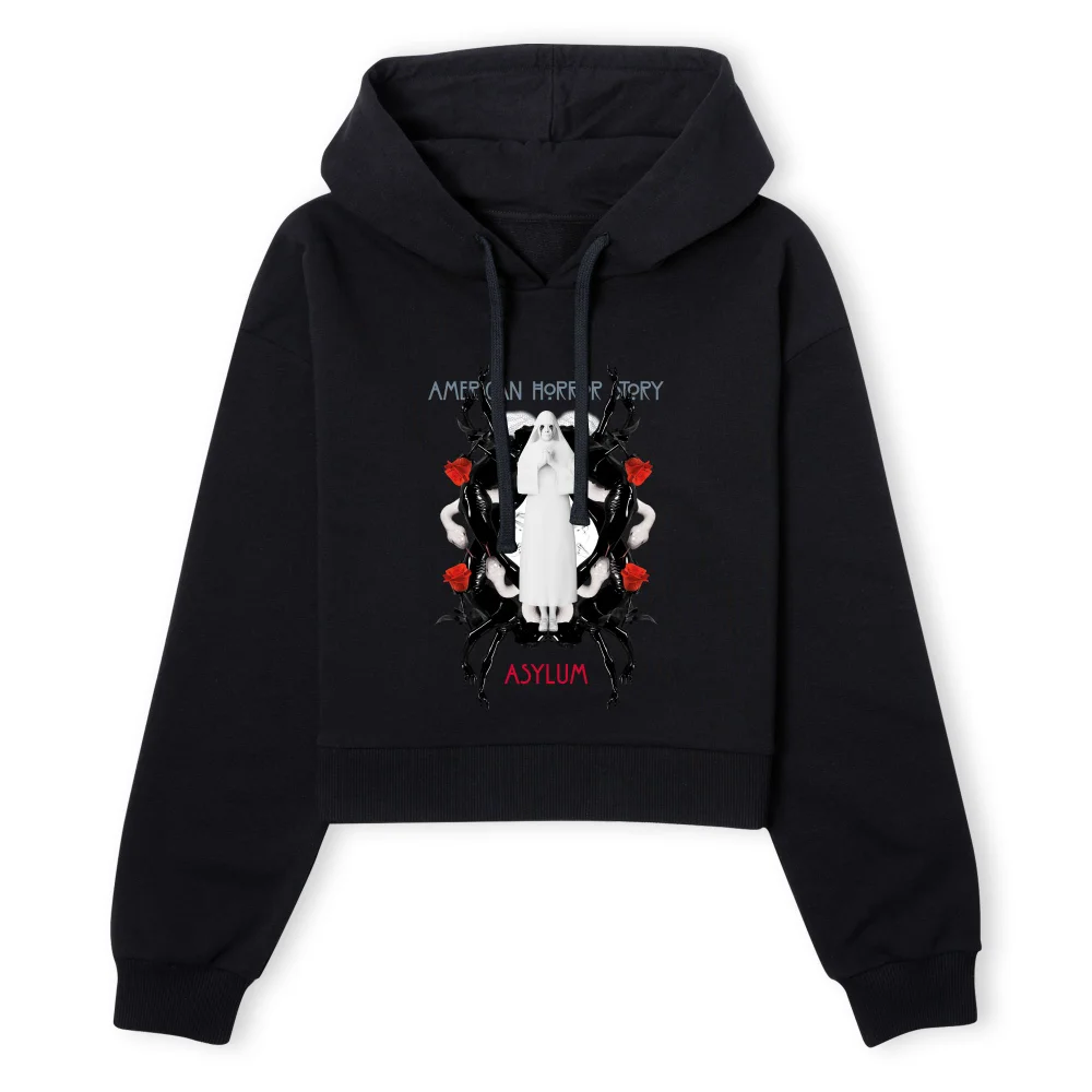 American Horror Story White Nun Women's Cropped Hoodie - Black - XS - Black Image 1