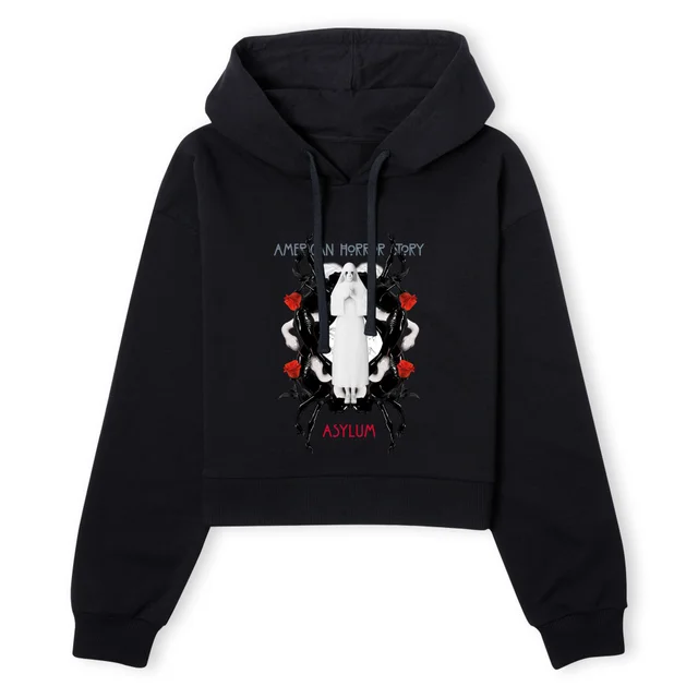 American Horror Story White Nun Women's Cropped Hoodie - Black