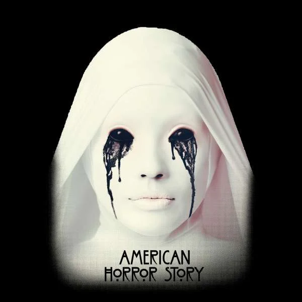 American Horror Story Crying White Nun Women's Cropped Hoodie - Black