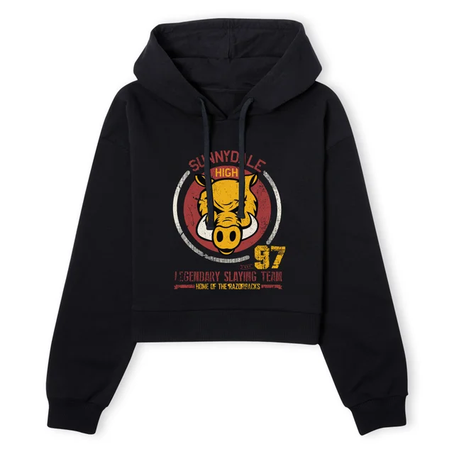 Buffy The Vampire Slayer Sunnydale High Varsity Women's Cropped Hoodie - Black