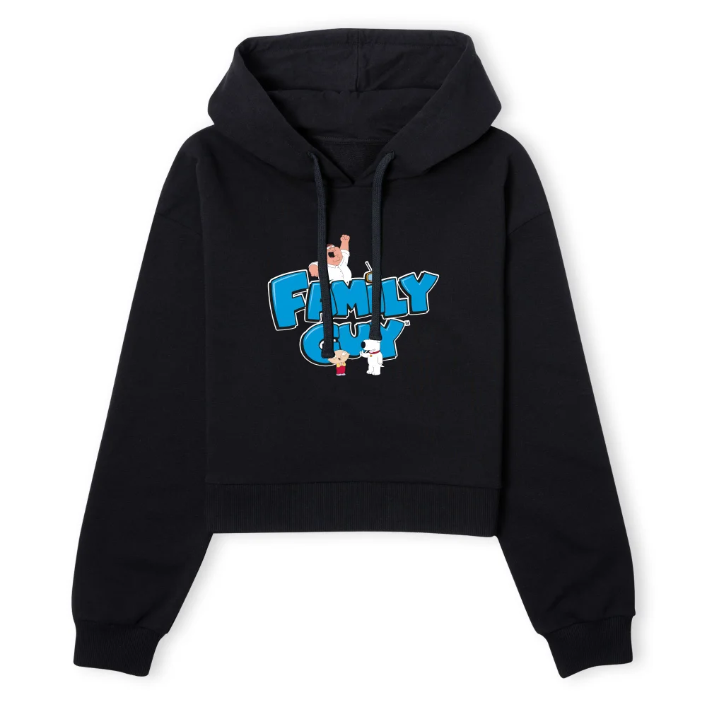 Family Guy Character Logo Women's Cropped Hoodie - Black - XS - Black Image 1