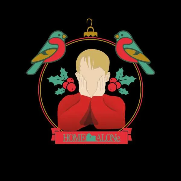 Home Alone Christmas Bauble Women's Cropped Hoodie - Black