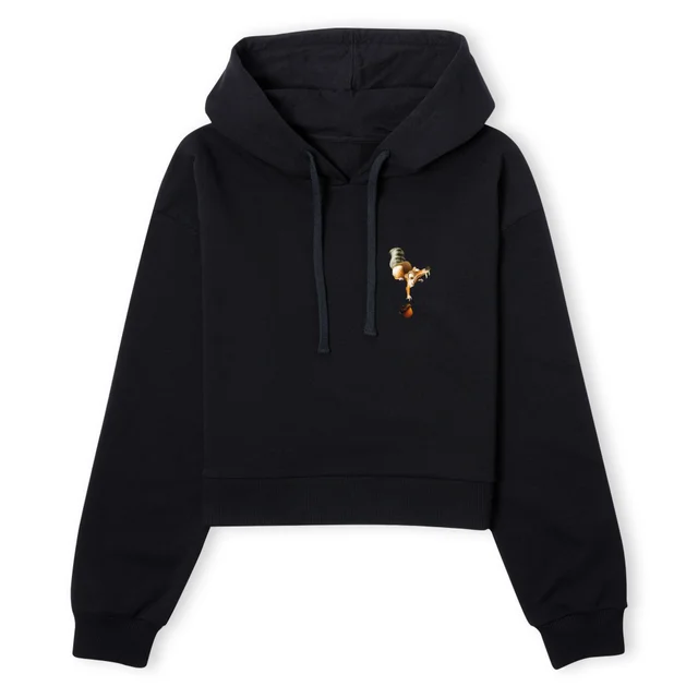 Ice Age Scrat Pocket Women's Cropped Hoodie - Black