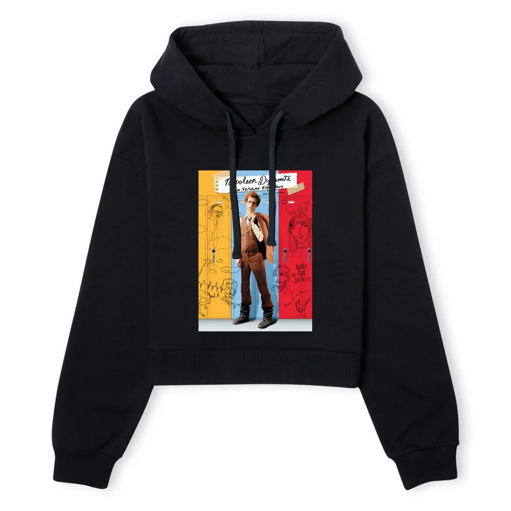 Napoleon Dynamite Poster Women's Cropped Hoodie - Black - XS - Black Image 1