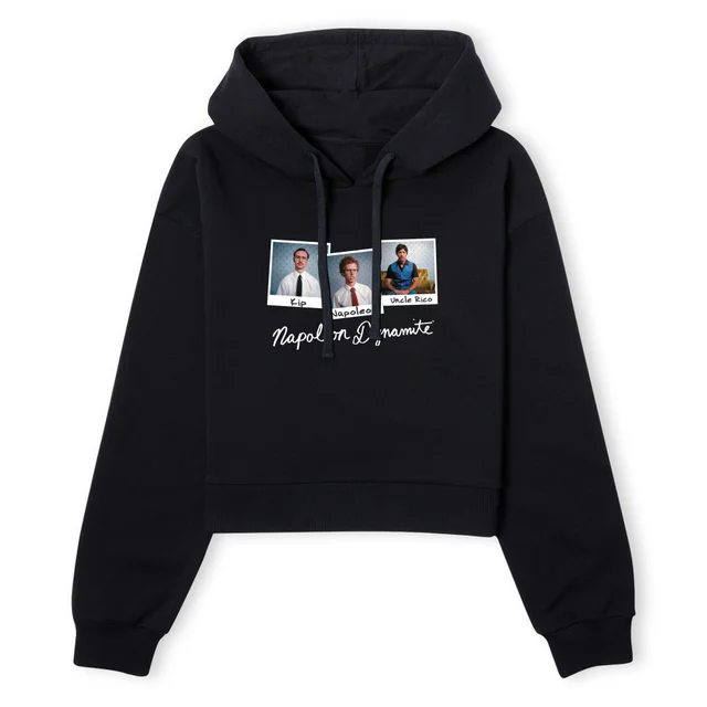 Napoleon Dynamite Polaroids Women's Cropped Hoodie - Black