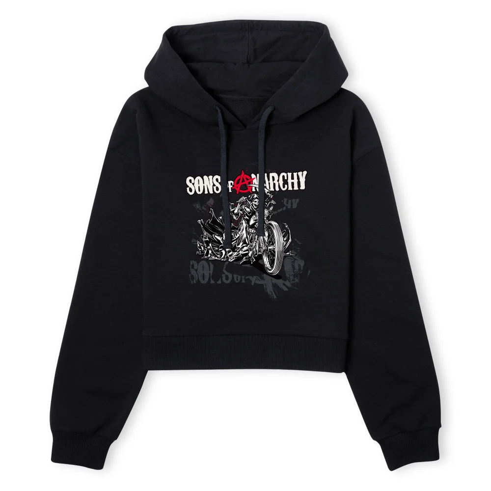 Sons of Anarchy Motorbike Reaper Women's Cropped Hoodie - Black - XS - Black Image 1