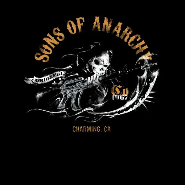 Sons of Anarchy Reaper Illustration Women's Cropped Hoodie - Black