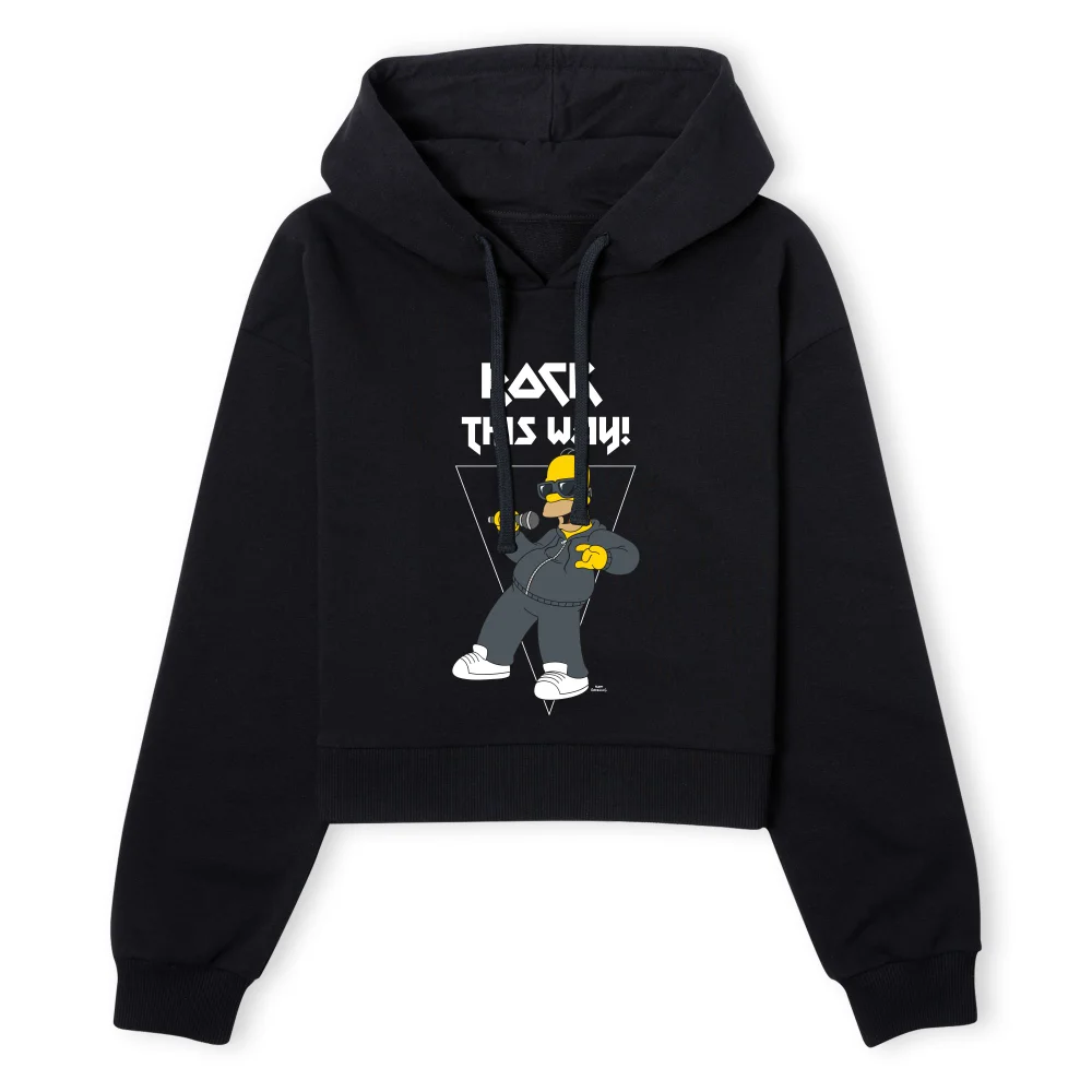 The Simpsons Rock This Way Women's Cropped Hoodie - Black - XS - Black Image 1