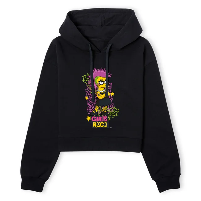 The Simpsons Lisa Girls Rock Women's Cropped Hoodie - Black