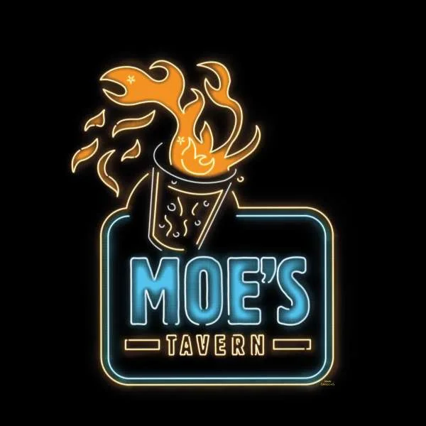 The Simpsons Moe's Tavern Neon Sign Women's Cropped Hoodie - Black