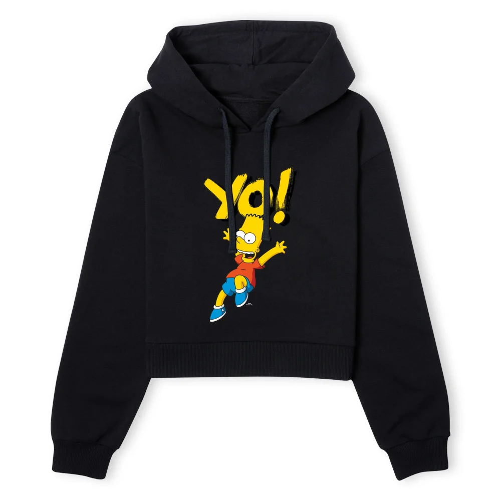 The Simpsons Yo! Bart Women's Cropped Hoodie - Black - XS - Black Image 1
