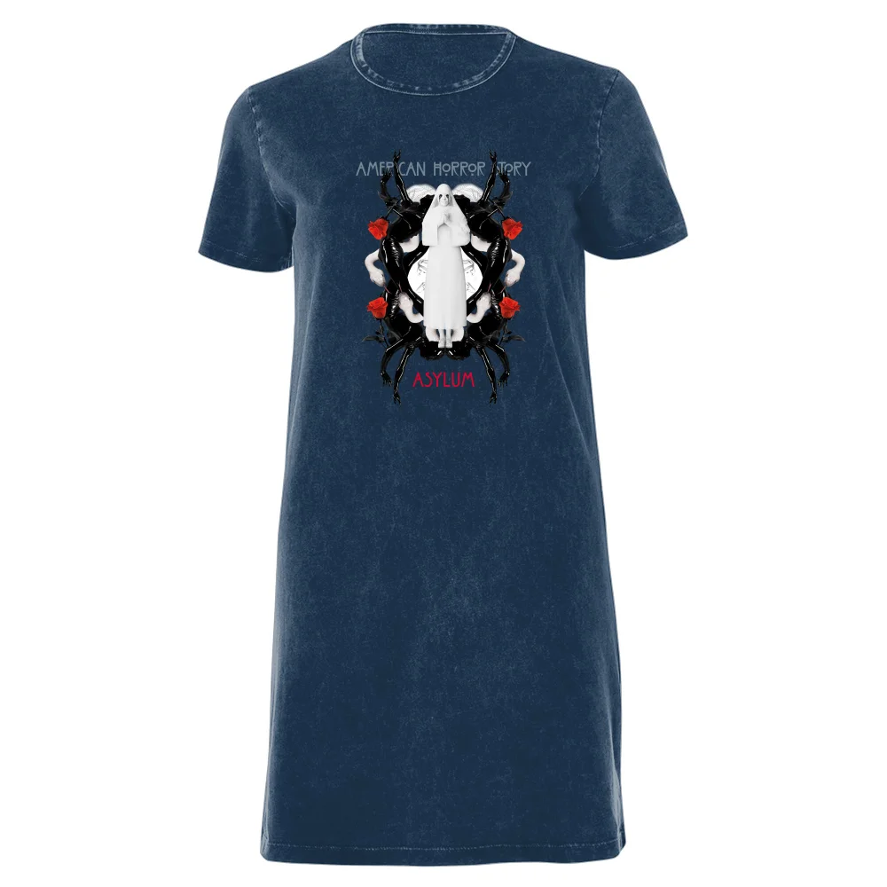 American Horror Story White Nun Women's T-Shirt Dress - Navy Acid Wash - XXL - Navy Acid Wash Image 1