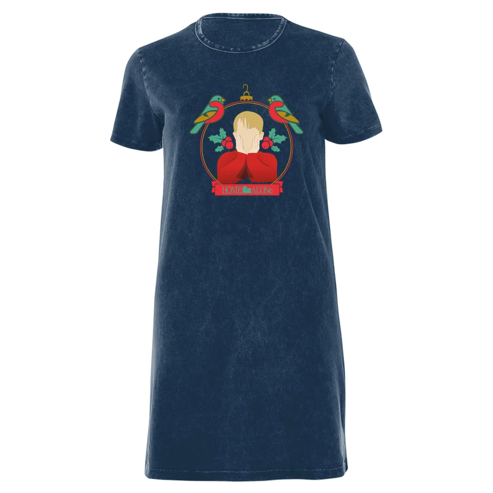 Home Alone Christmas Bauble Women's T-Shirt Dress - Navy Acid Wash - XXL - Navy Acid Wash Image 1