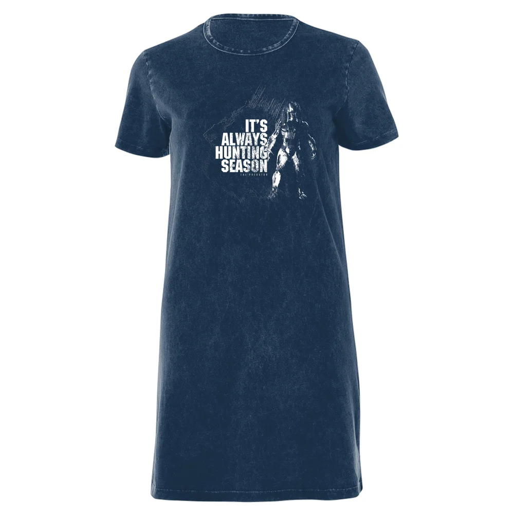 Predator Always Hunting Season Women's T-Shirt Dress - Navy Acid Wash - XXL - Navy Acid Wash Image 1