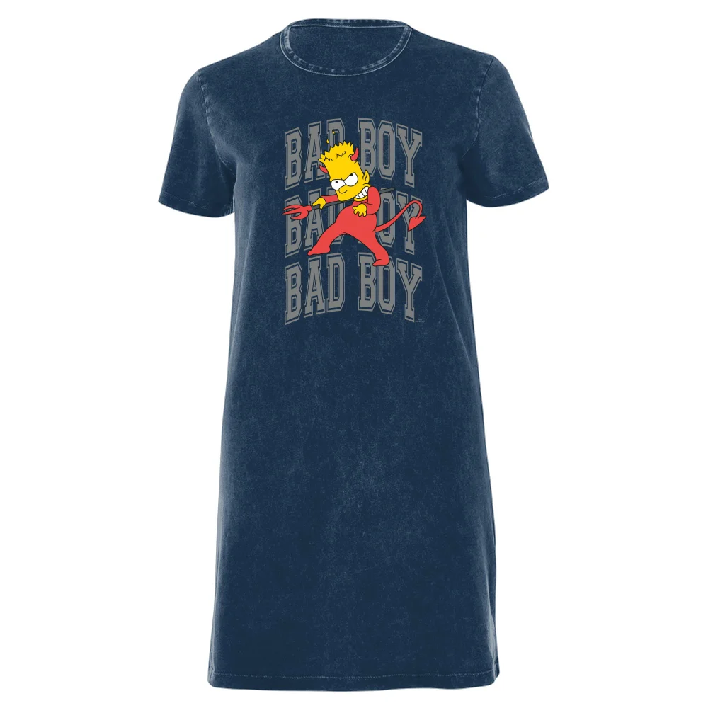 The Simpsons Bad Boy Bart Women's T-Shirt Dress - Navy Acid Wash - XXL - Navy Acid Wash Image 1