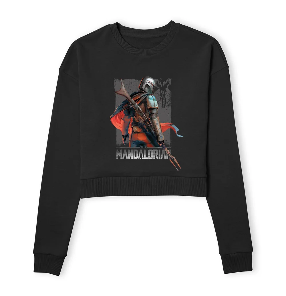 Star Wars The Mandalorian Colour Edit Women's Cropped Sweatshirt - Black - XS Image 1