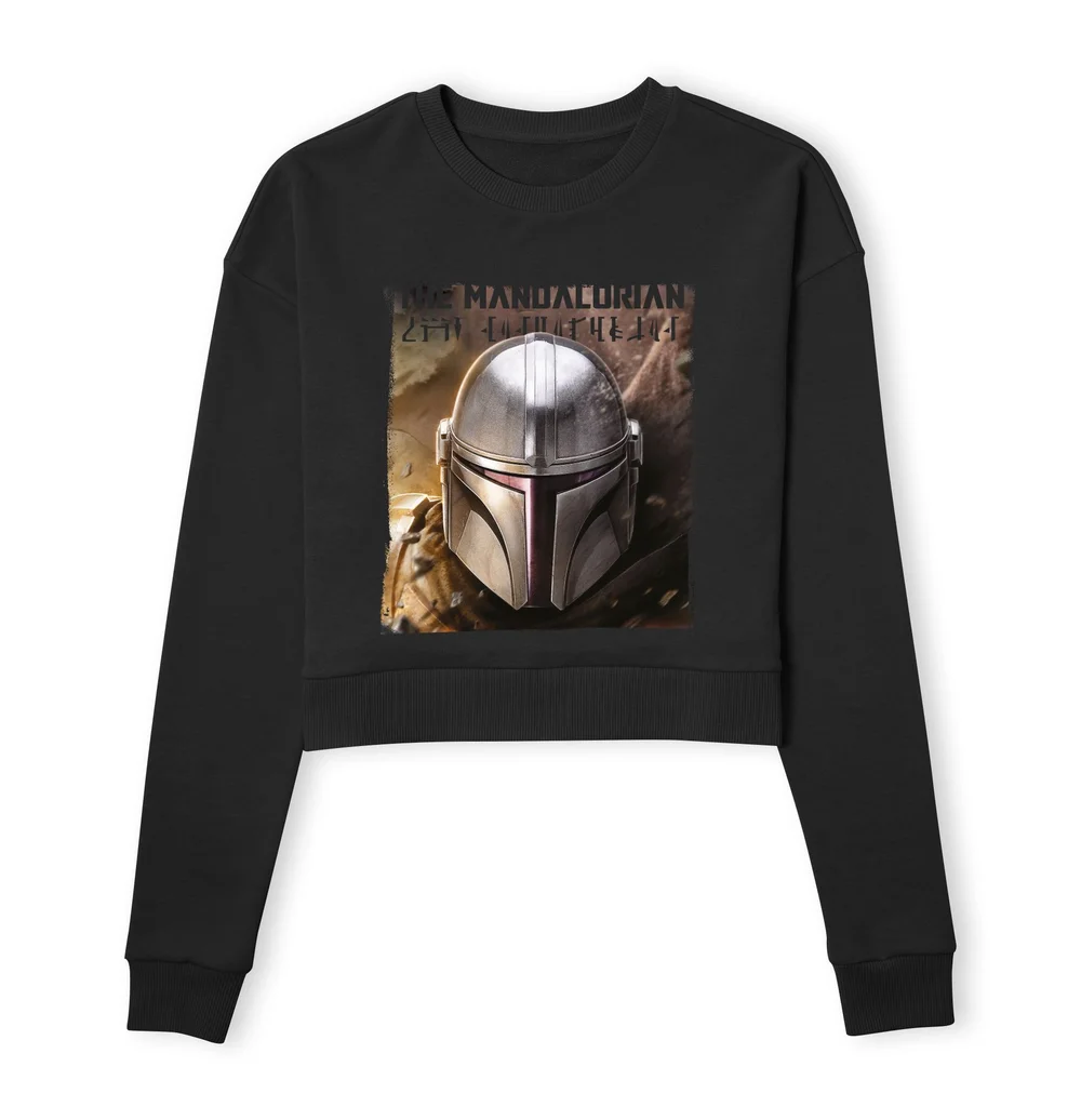Star Wars The Mandalorian Focus Women's Cropped Sweatshirt - Black - XS Image 1