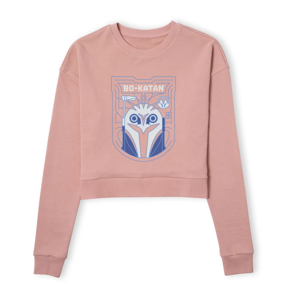 Star Wars The Mandalorian Bo-Katan Badge Women's Cropped Sweatshirt - Dusty Pink - XS Image 1