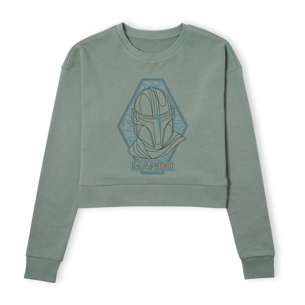 Star Wars The Mandalorian Mando Line Art Badge Women's Cropped Sweatshirt - Khaki - XS Image 1