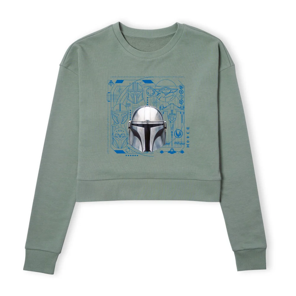 Star Wars The Mandalorian Schematics Women's Cropped Sweatshirt - Khaki - XS Image 1