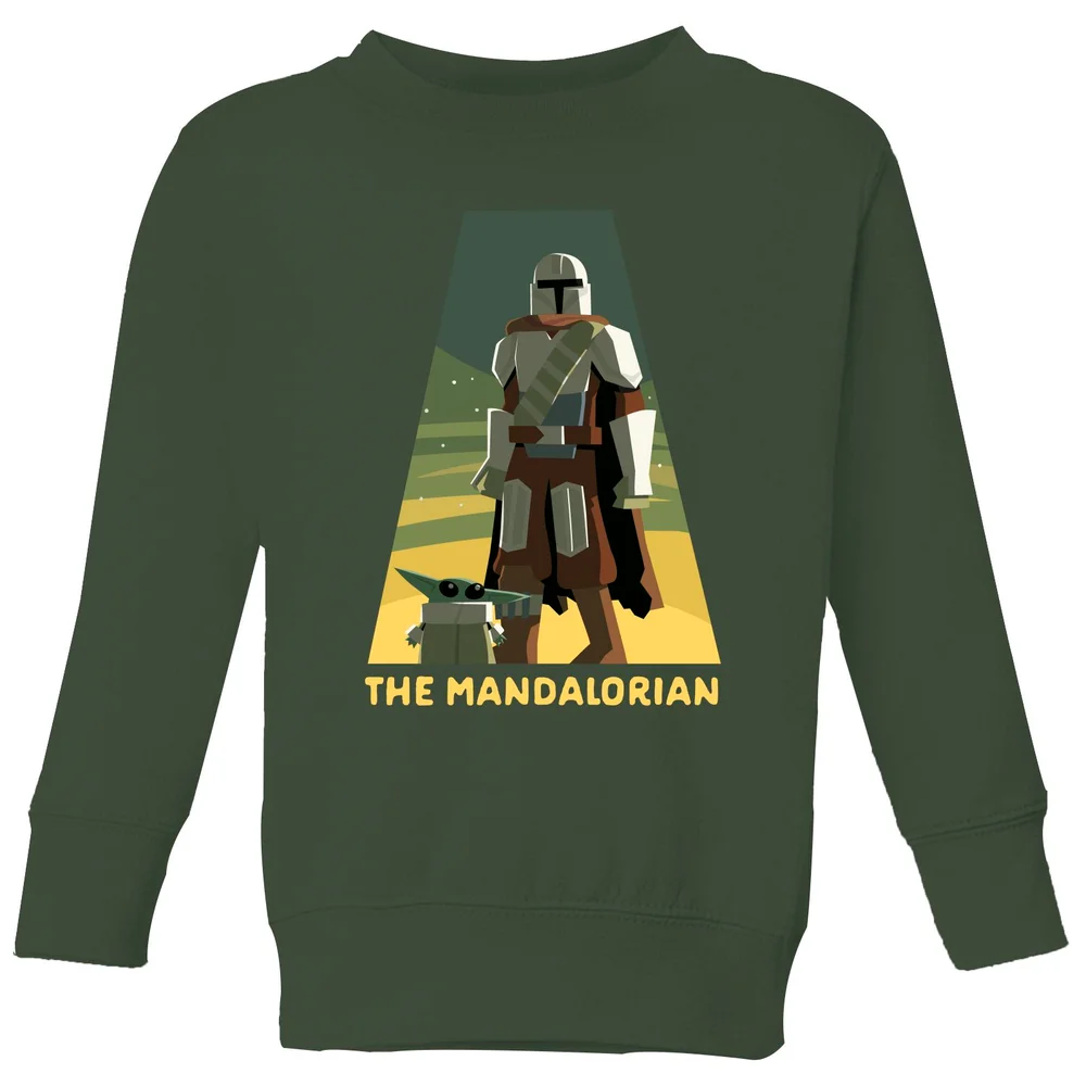 Star Wars The Mandalorian Artistic Pose Kids' Sweatshirt - Green - 3-4 Years Image 1