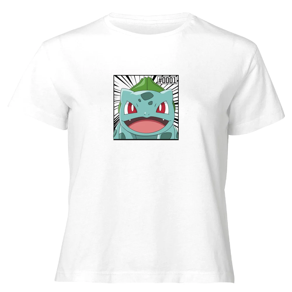 Pokémon Pokédex Bulbasaur #0001 Women's Cropped T-Shirt - White - XS Image 1
