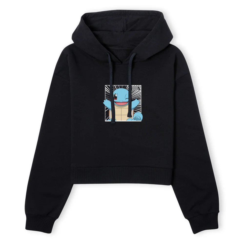 Pokémon Pokédex Squirtle #0007 Women's Cropped Hoodie - Black - XS Image 1