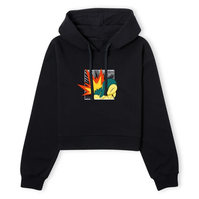 Pokemon Cyndaquil Women's Cropped Hoodie - Black