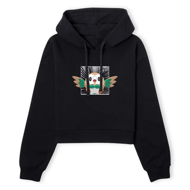 Pokemon Rowlet Women's Cropped Hoodie - Black