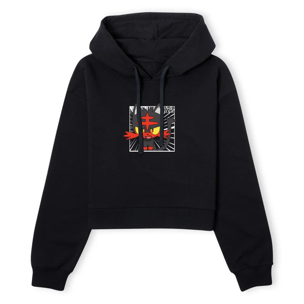 Pokemon Litten Women's Cropped Hoodie - Black - XS Image 1