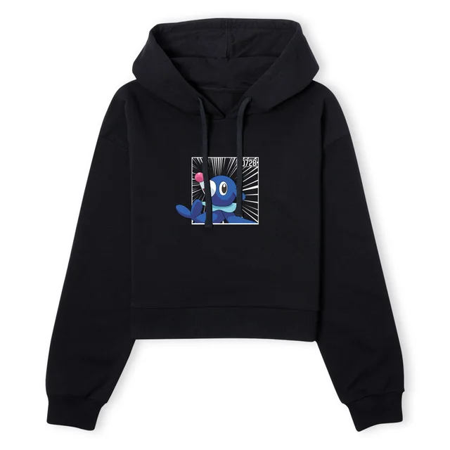 Pokemon Popplio Women's Cropped Hoodie - Black