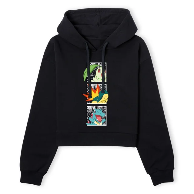 Pokemon Generation 2 Intro Women's Cropped Hoodie - Black