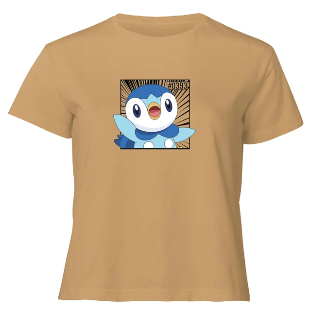 Pokemon Piplup Women's Cropped T-Shirt - Tan