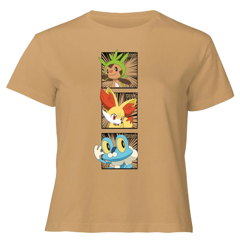 Pokemon Generation 6 Starters Women's Cropped T-Shirt - Tan - XL Image 1