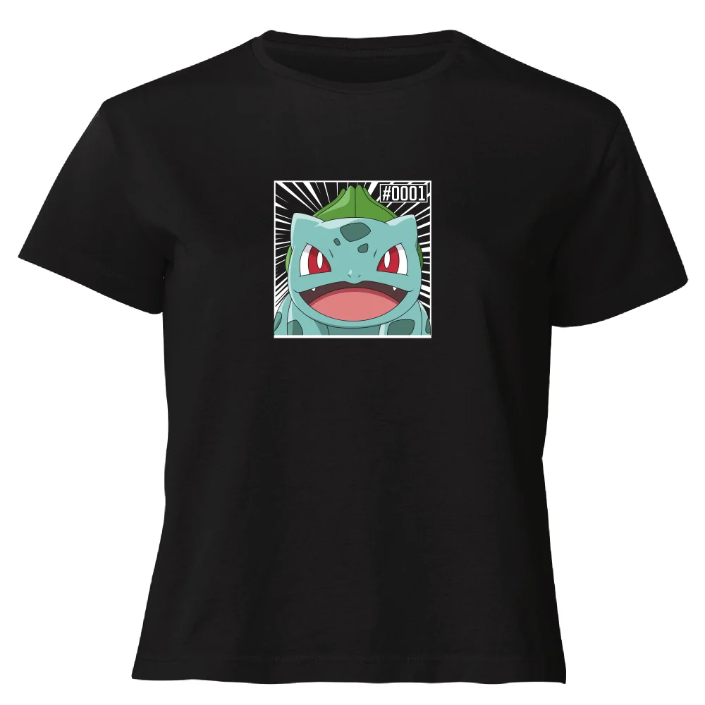 Pokémon Pokédex Bulbasaur #0001 Women's Cropped T-Shirt - Black - XS Image 1