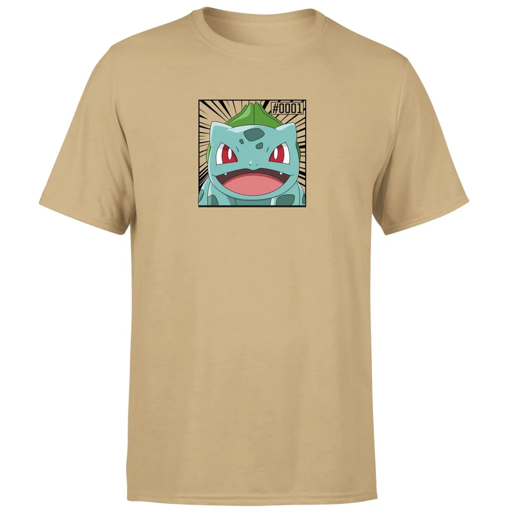 Pokémon Pokédex Bulbasaur #0001 Men's T-Shirt - Tan - M Image 1