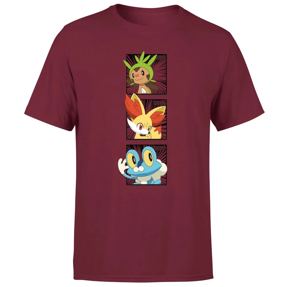 Pokemon Generation 6 Starters Men's T-Shirt - Burgundy - S Image 1