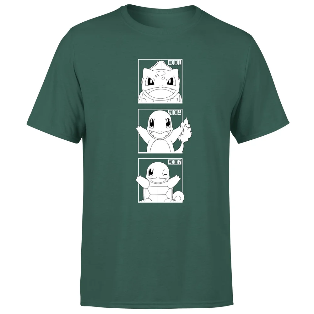 Pokemon Generation 1 Monochrome Starters Men's T-Shirt - Green - S Image 1