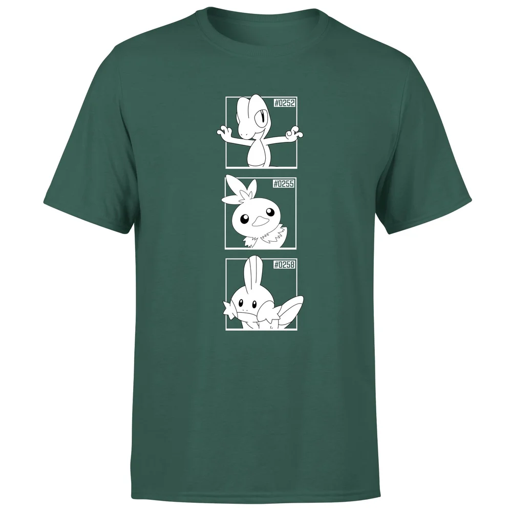 Pokemon Generation 3 Monochrome Starters Men's T-Shirt - Green - S Image 1