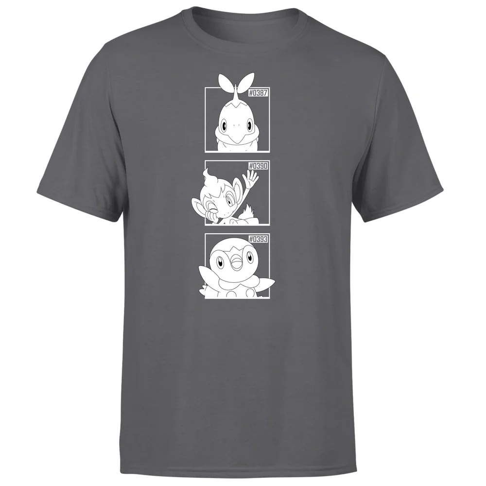 Pokemon Generation 4 Monochrome Starters Men's T-Shirt - Charcoal - S Image 1