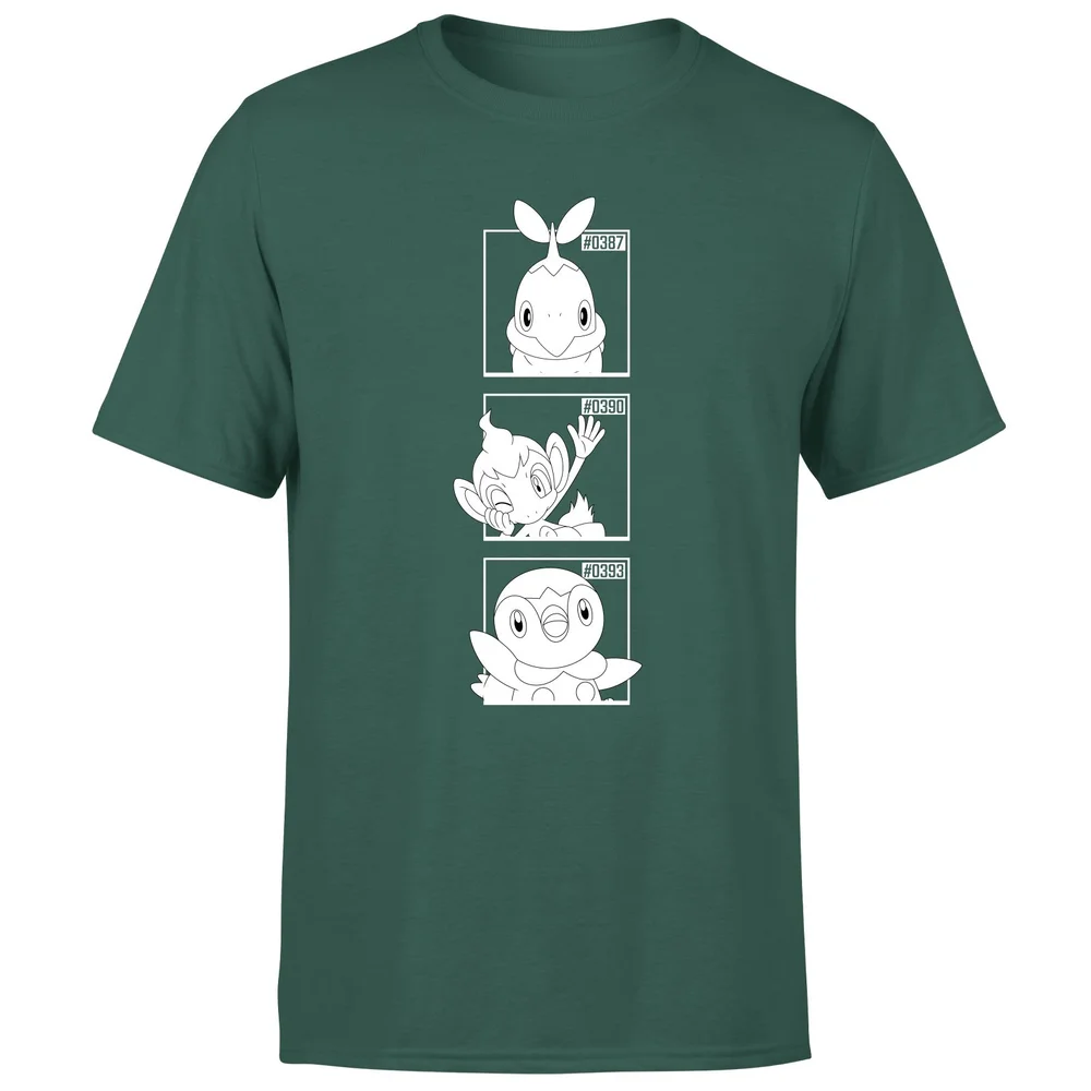 Pokemon Generation 4 Monochrome Starters Men's T-Shirt - Green - S Image 1