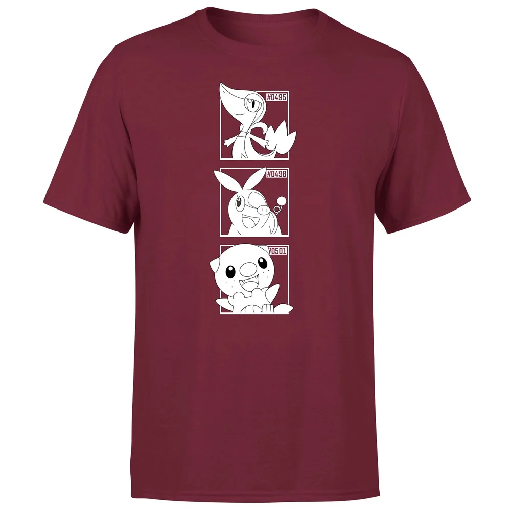 Pokemon Generation 5 Monochrome Starters Men's T-Shirt - Burgundy - S Image 1