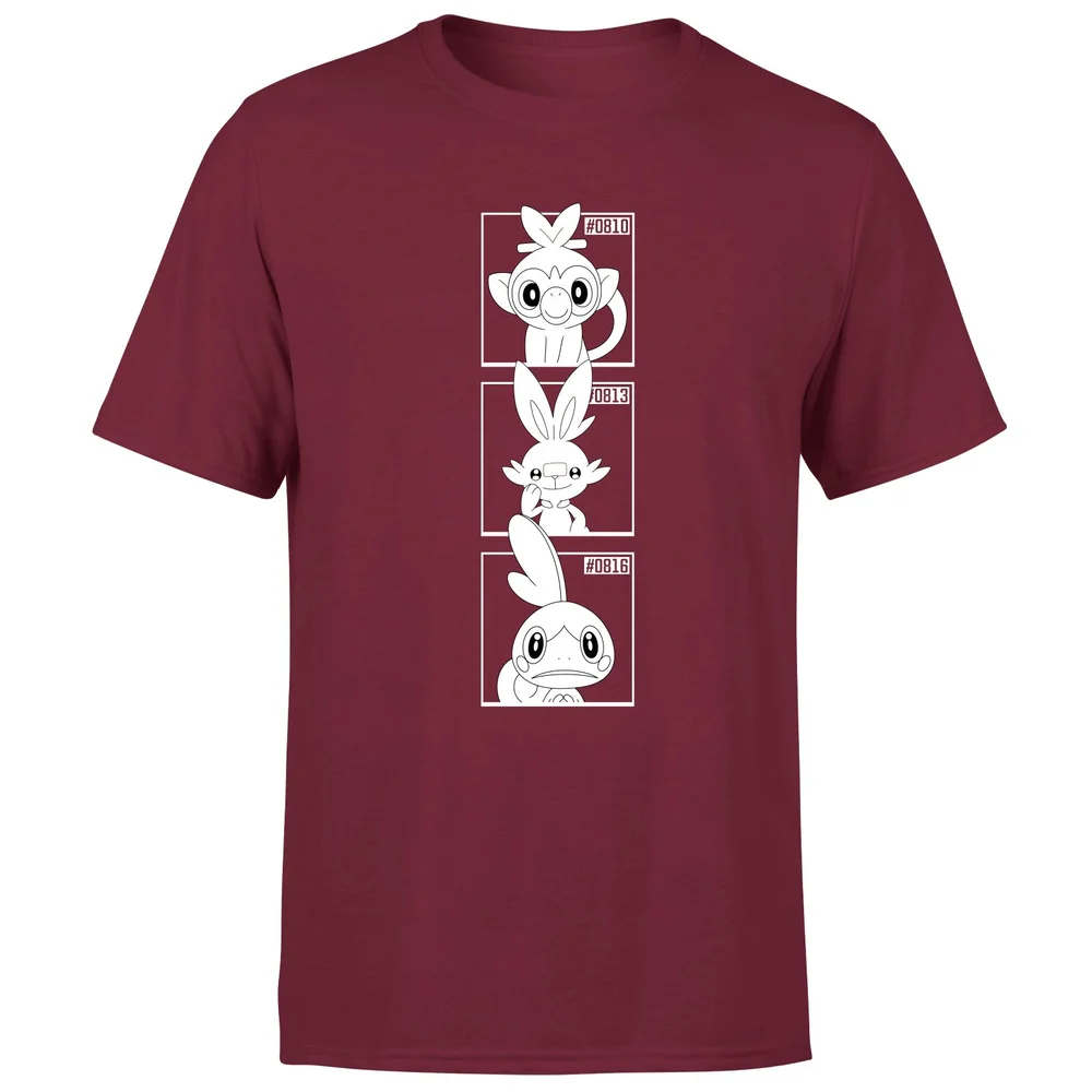 Pokemon Generation 8 Monochrome Starters Men's T-Shirt - Burgundy - S Image 1